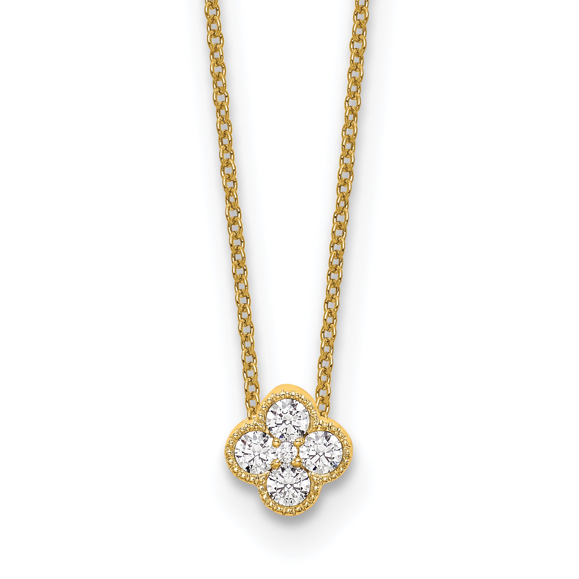 10k 1/4 carat Lab Grown Diamond VS/SI+ G+ Complete 18 inch Bloom Pendant Necklace