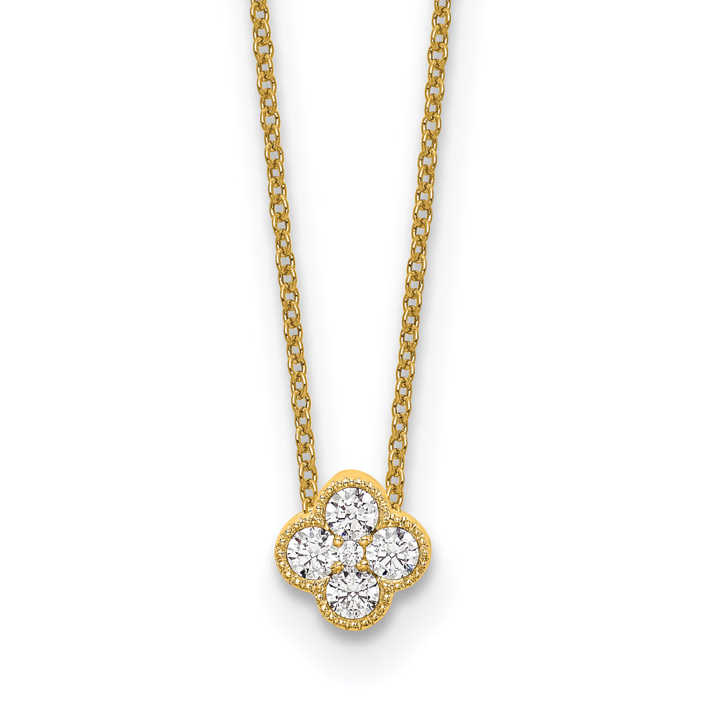 10k 1/4 carat Lab Grown Diamond VS/SI+ G+ Complete 18 inch Bloom Pendant Necklace