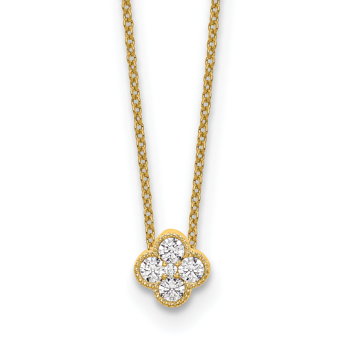 14k 1/4 carat Lab Grown Diamond VS/SI+ G+ Complete 18 inch Bloom Pendant Necklace