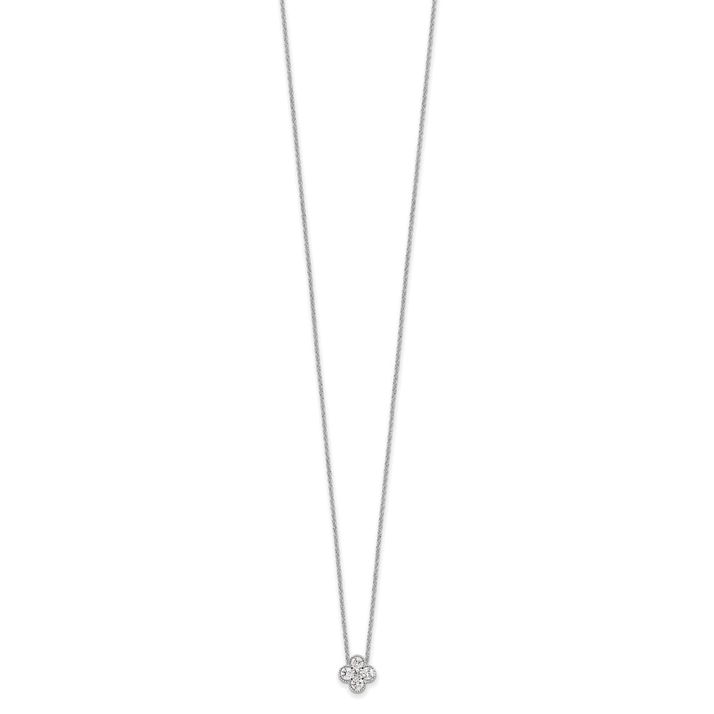Lab-Grown Diamond Bloom Floral Necklace in 14K White Gold (1/2 ct. tw.), 18 Inch - Sophia Jewelers