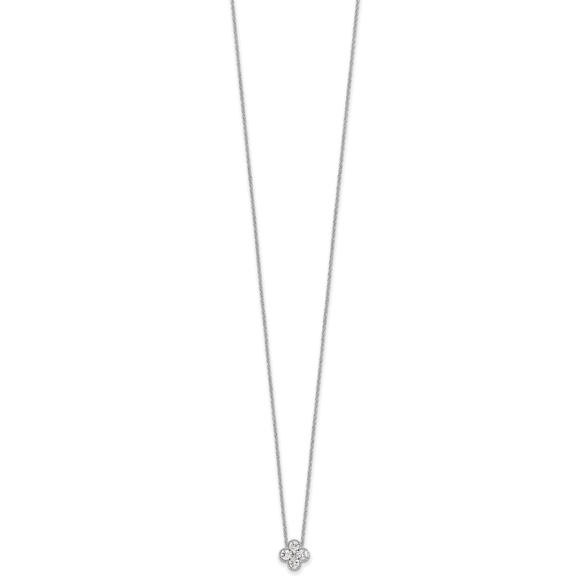 Lab-Grown Diamond Bloom Floral Necklace in 14K White Gold (1/2 ct. tw.), 18 Inch - Sophia Jewelers