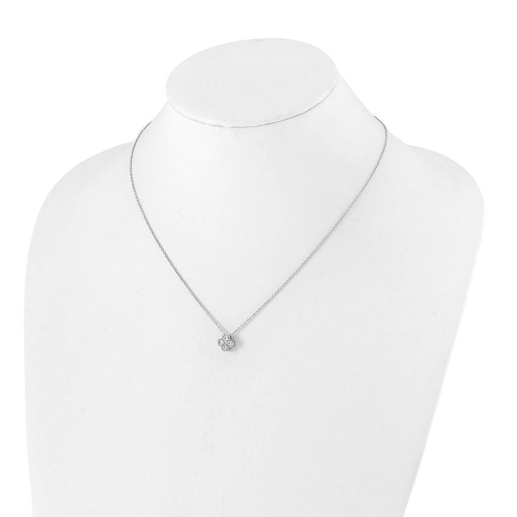 Lab-Grown Diamond Bloom Floral Necklace in 14K White Gold (1/2 ct. tw.), 18 Inch - Sophia Jewelers