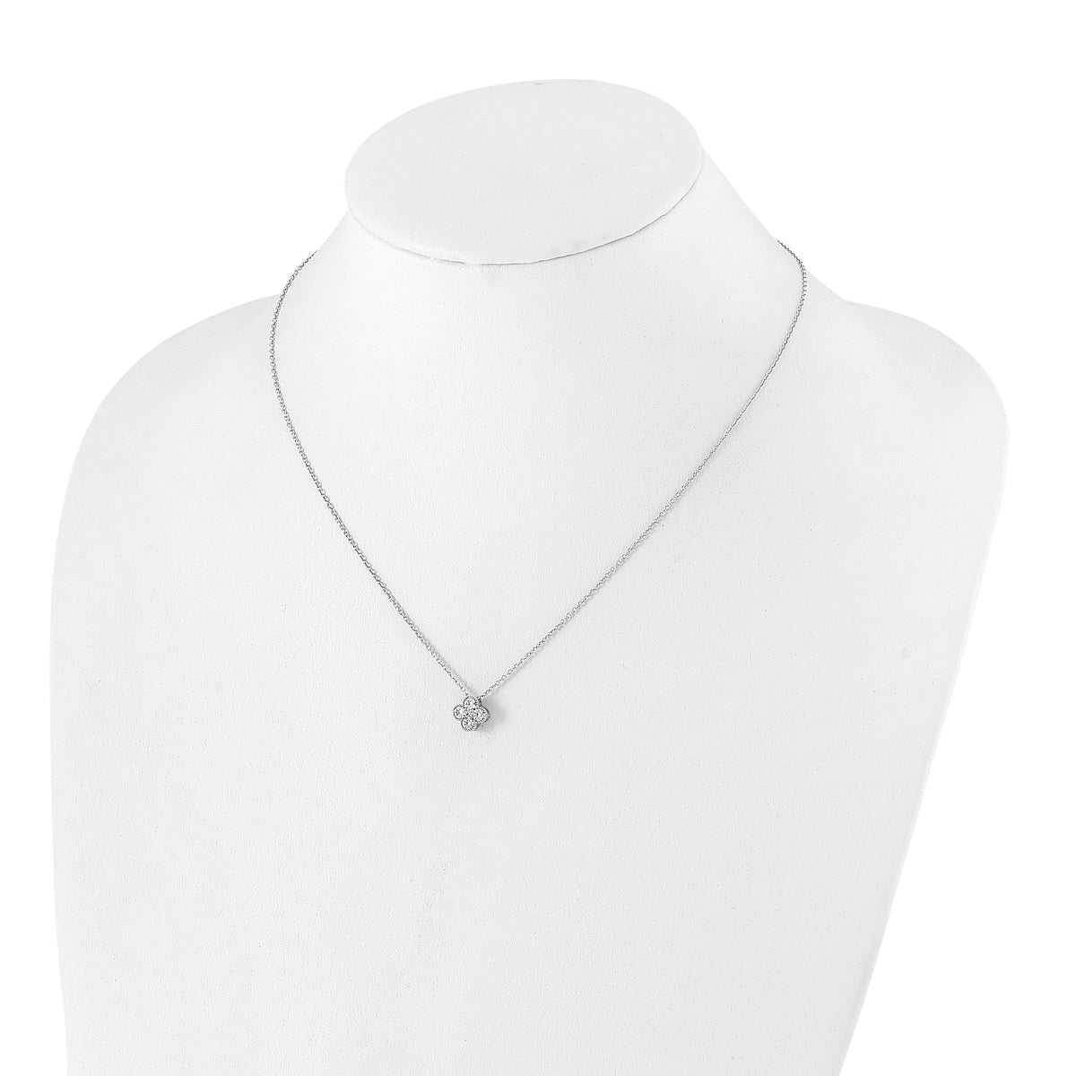 Lab-Grown Diamond Bloom Floral Necklace in 14K White Gold (1/2 ct. tw.), 18 Inch - Sophia Jewelers