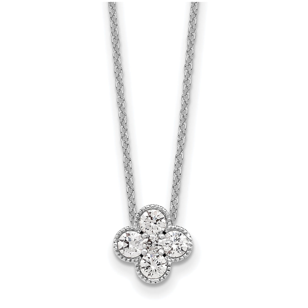 Lab-Grown Diamond Bloom Floral Necklace in 14K White Gold (1/2 ct. tw.), 18 Inch - Sophia Jewelers Main image