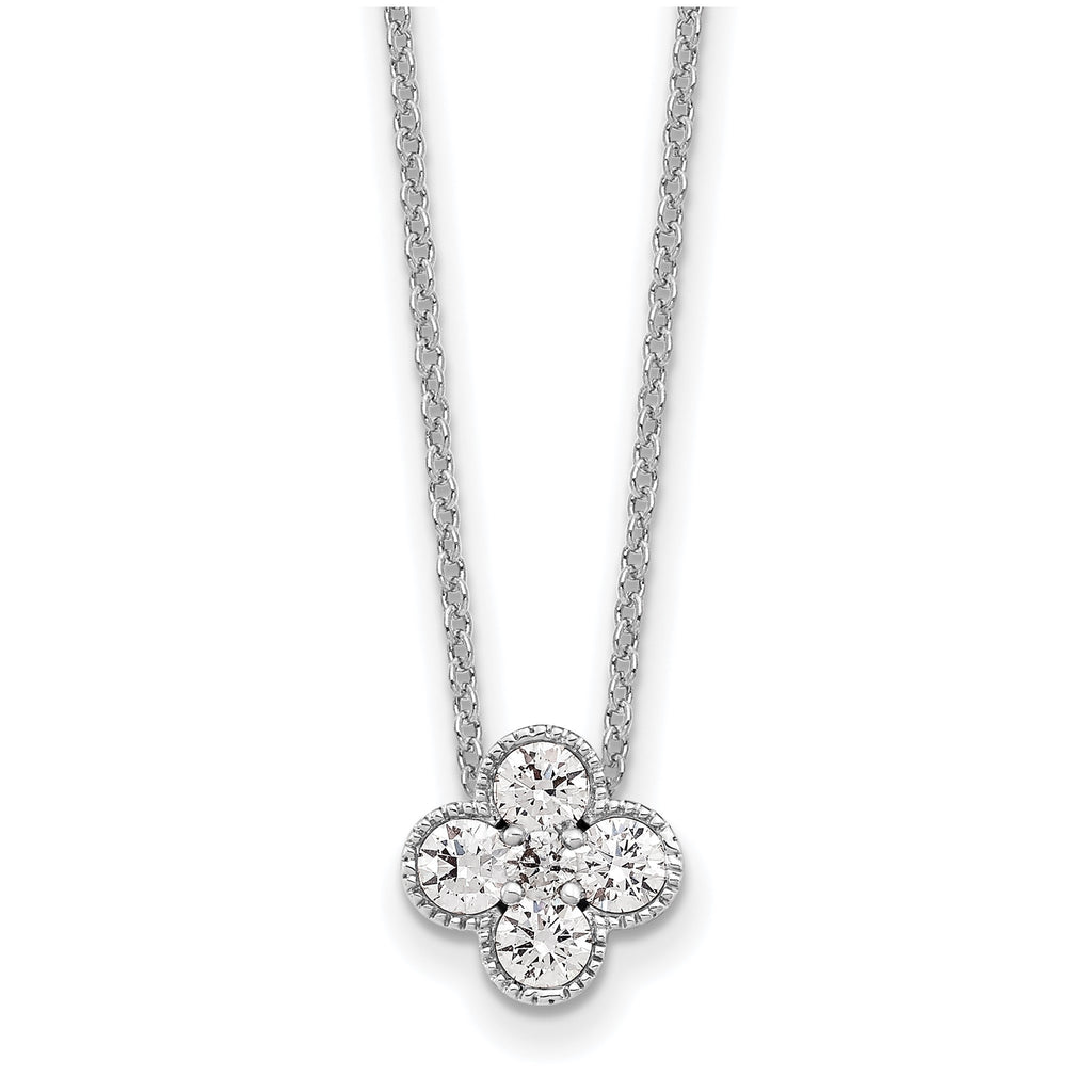Lab-Grown Diamond Bloom Floral Necklace in 14K White Gold (1/2 ct. tw.), 18 Inch - Sophia Jewelers