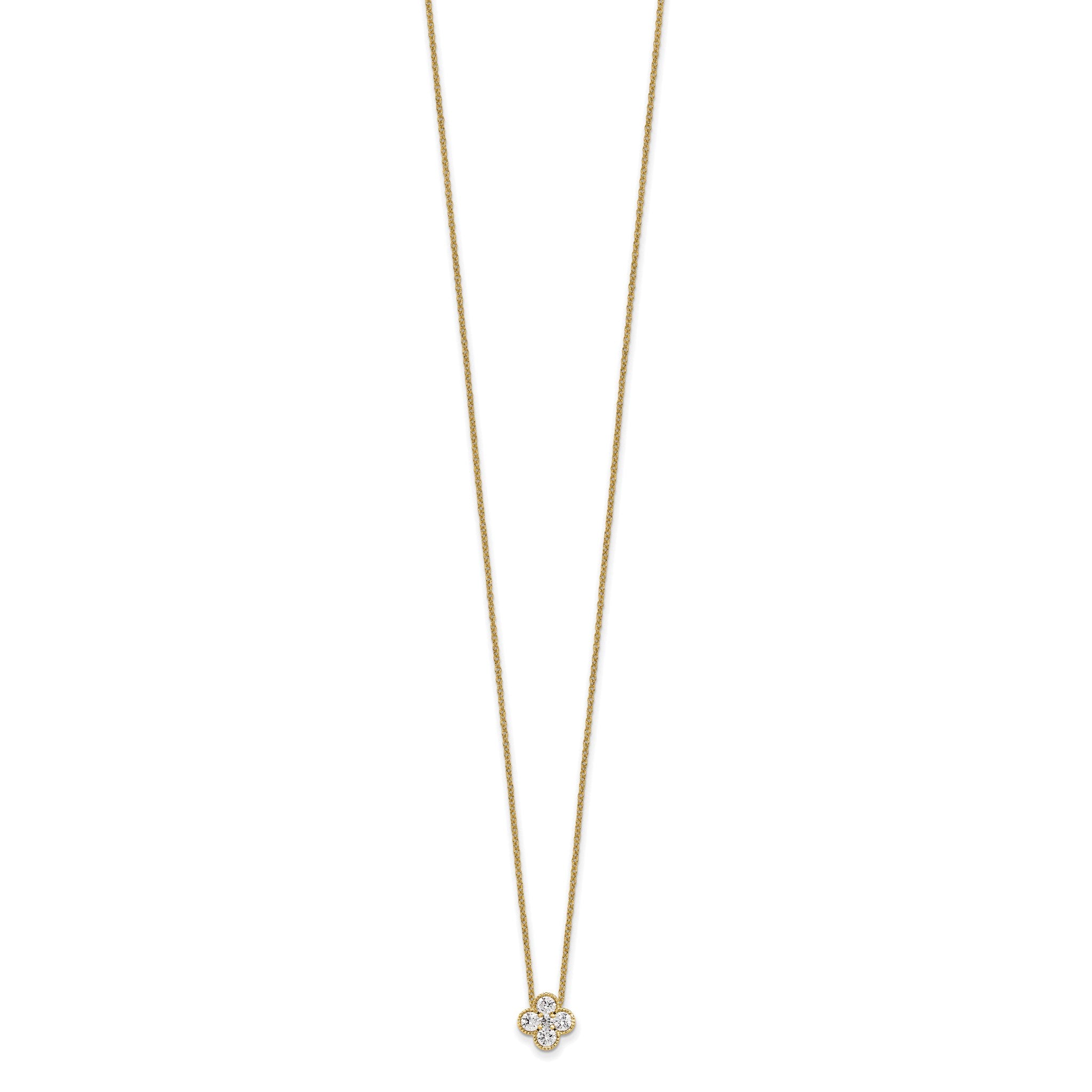 Lab-Grown Diamond Floral Necklace in 14K Yellow Gold, 3mm (1/2 ct. tw.), 18 Inch Secondary image