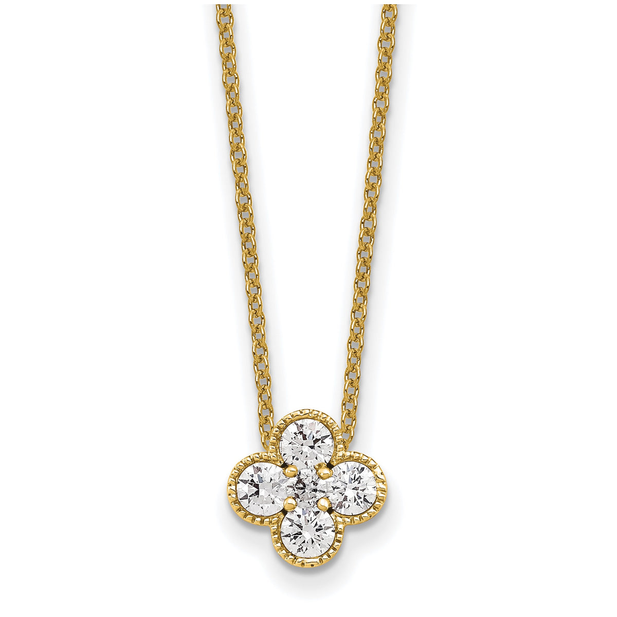 Lab-Grown Diamond Floral Necklace in 14K Yellow Gold, 3mm (1/2 ct. tw.), 18 Inch - Sophia Jewelers Main image
