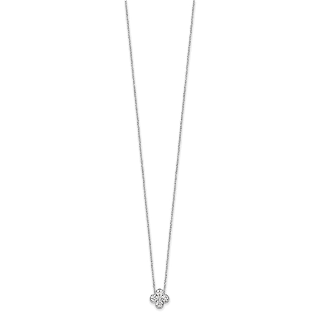 Lab-Grown Diamond Bloom Floral Necklace in 14K White Gold (3/4 ct. tw.), 18 Inch - Sophia Jewelers