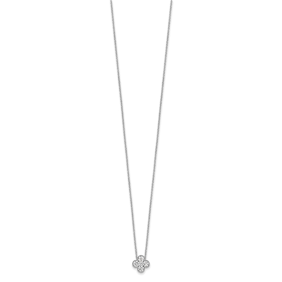 Lab-Grown Diamond Bloom Floral Necklace in 14K White Gold (3/4 ct. tw.), 18 Inch - Sophia Jewelers