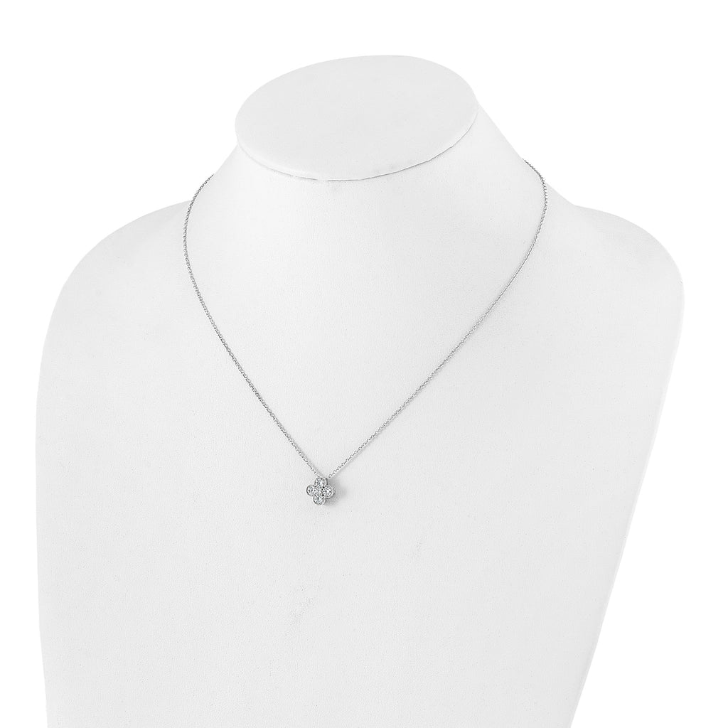 Lab-Grown Diamond Bloom Floral Necklace in 14K White Gold (3/4 ct. tw.), 18 Inch - Sophia Jewelers