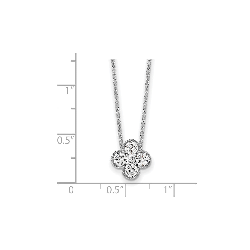 Lab-Grown Diamond Bloom Floral Necklace in 14K White Gold (3/4 ct. tw.), 18 Inch - Sophia Jewelers