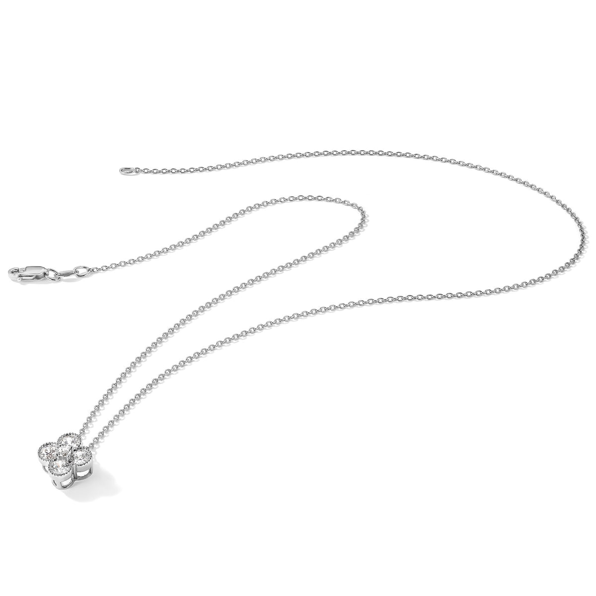 Lab-Grown Diamond Bloom Floral Necklace in 14K White Gold (1/2 ct. tw.), 18 Inch - Sophia Jewelers