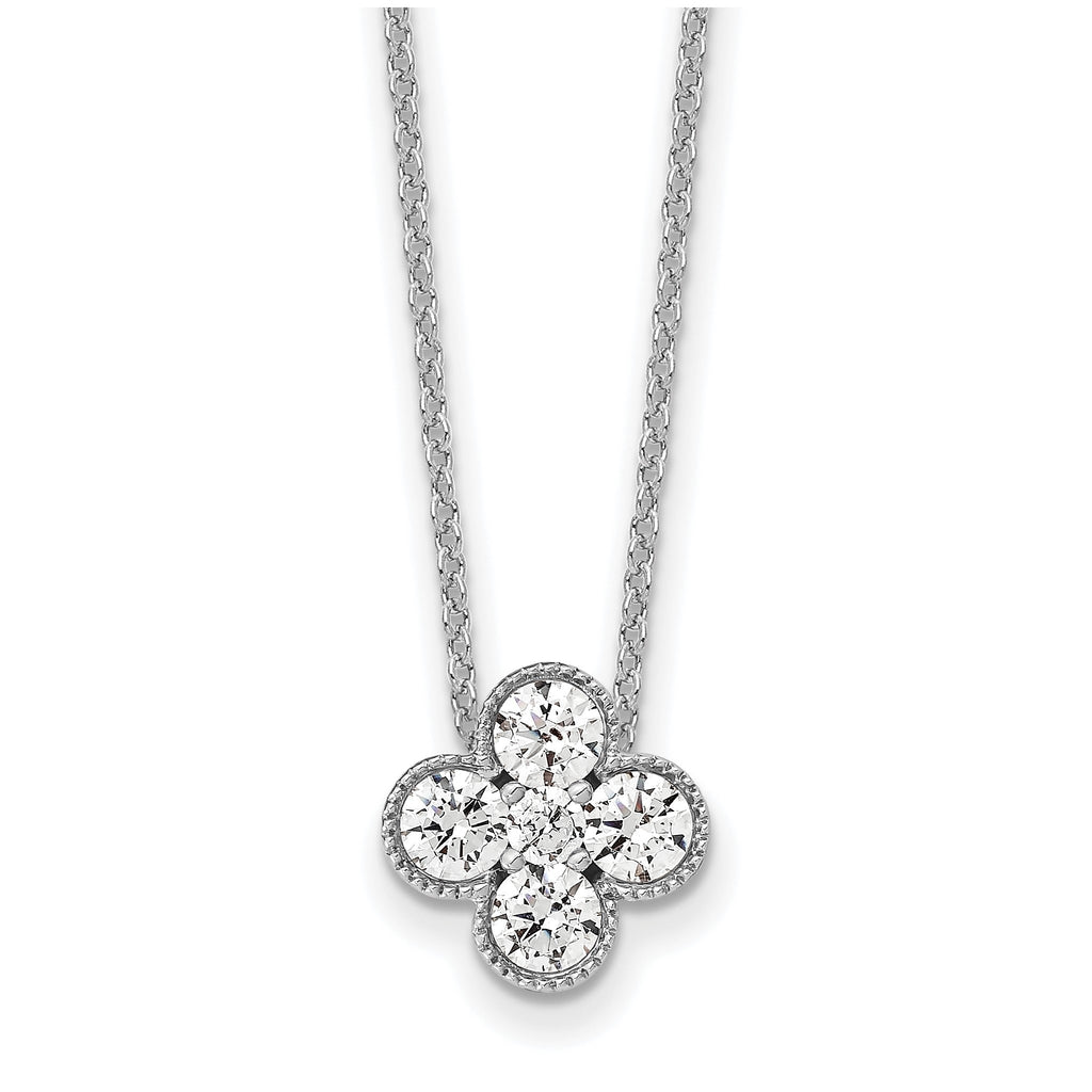 Lab-Grown Diamond Bloom Floral Necklace in 14K White Gold (3/4 ct. tw.), 18 Inch - Sophia Jewelers