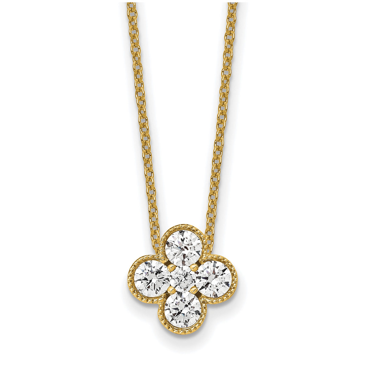 Lab-Grown Diamond Floral Necklace in 14K Yellow Gold (3/4 ct. tw.), 18 Inch - Sophia Jewelers Main image