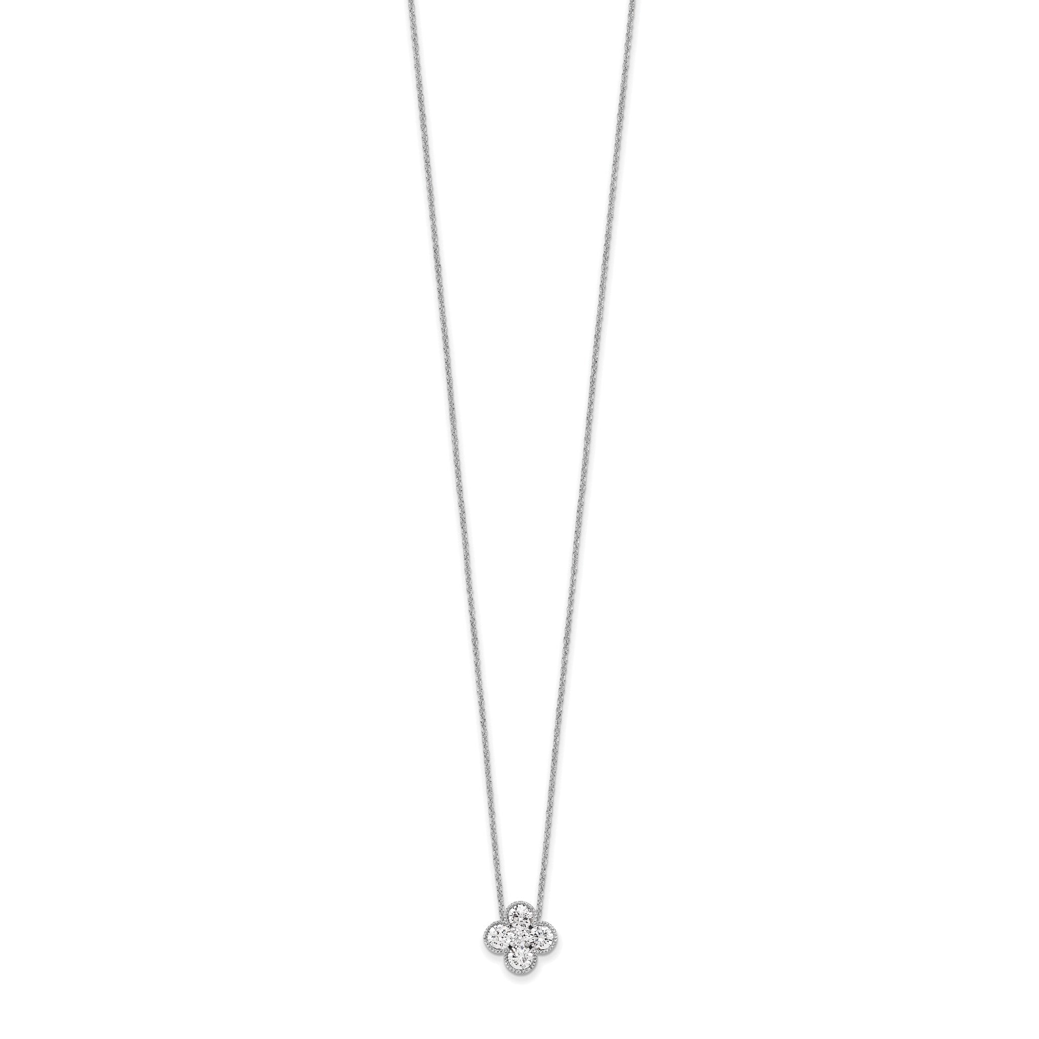 Lab-Grown Diamond Bloom Floral Necklace in 14K White Gold (1 ct. tw.), 18 Inch Secondary image
