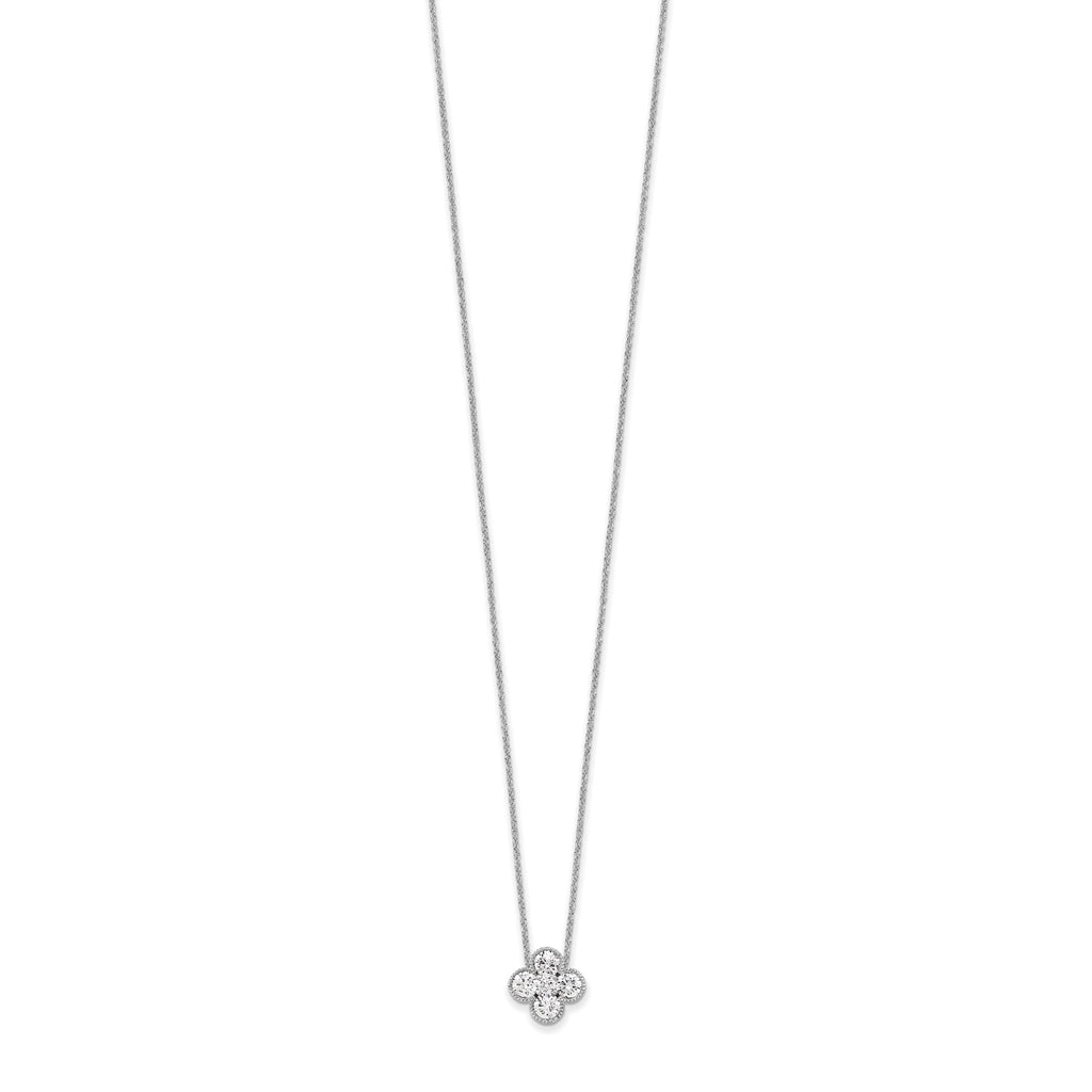 Lab-Grown Diamond Bloom Floral Necklace in 14K White Gold (1 ct. tw.), 18 Inch - Sophia Jewelers