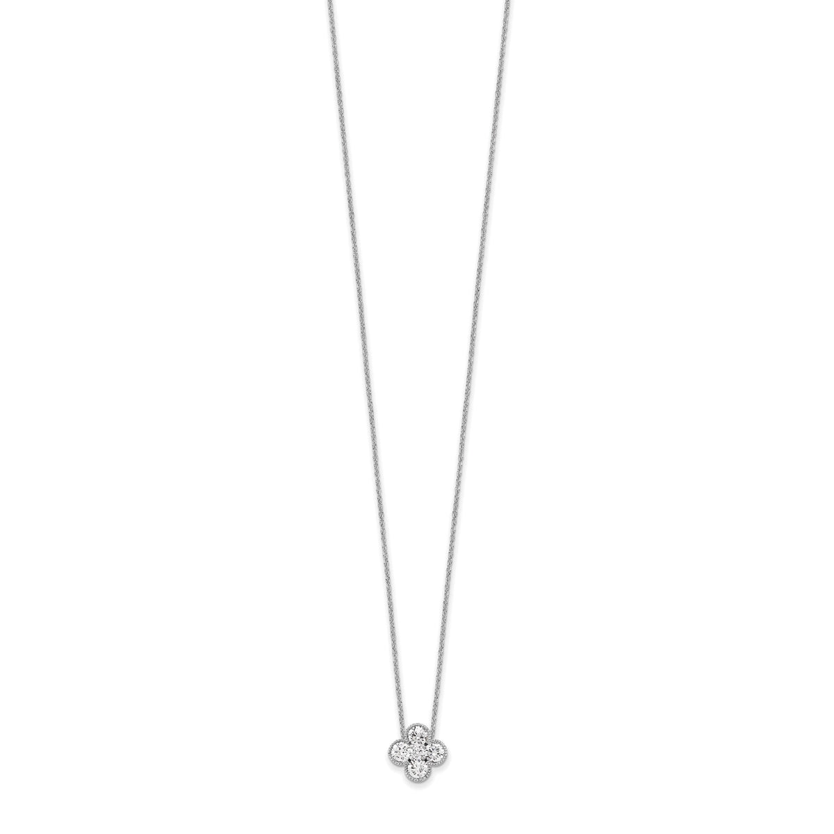 Lab-Grown Diamond Bloom Floral Necklace in 14K White Gold (1 ct. tw.), 18 Inch - Sophia Jewelers