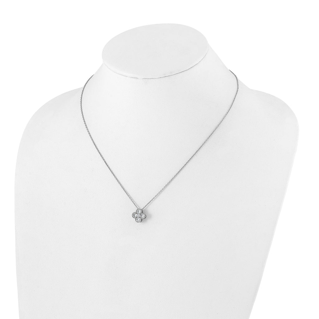 Lab-Grown Diamond Bloom Floral Necklace in 14K White Gold (1 ct. tw.), 18 Inch - Sophia Jewelers