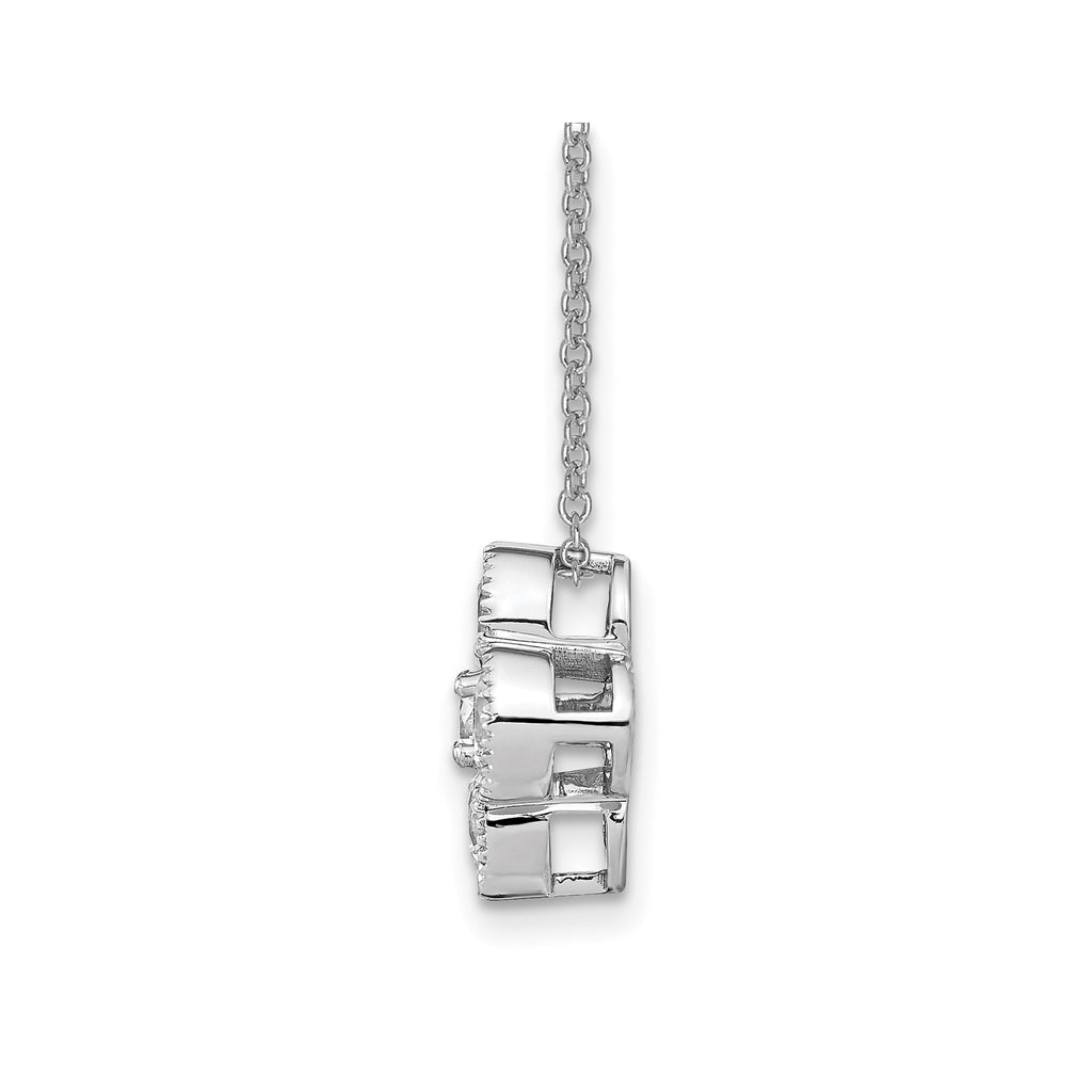 Lab-Grown Diamond Bloom Floral Necklace in 14K White Gold (1 ct. tw.), 18 Inch - Sophia Jewelers