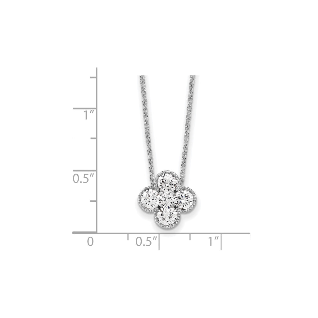 Lab-Grown Diamond Bloom Floral Necklace in 14K White Gold (1 ct. tw.), 18 Inch - Sophia Jewelers