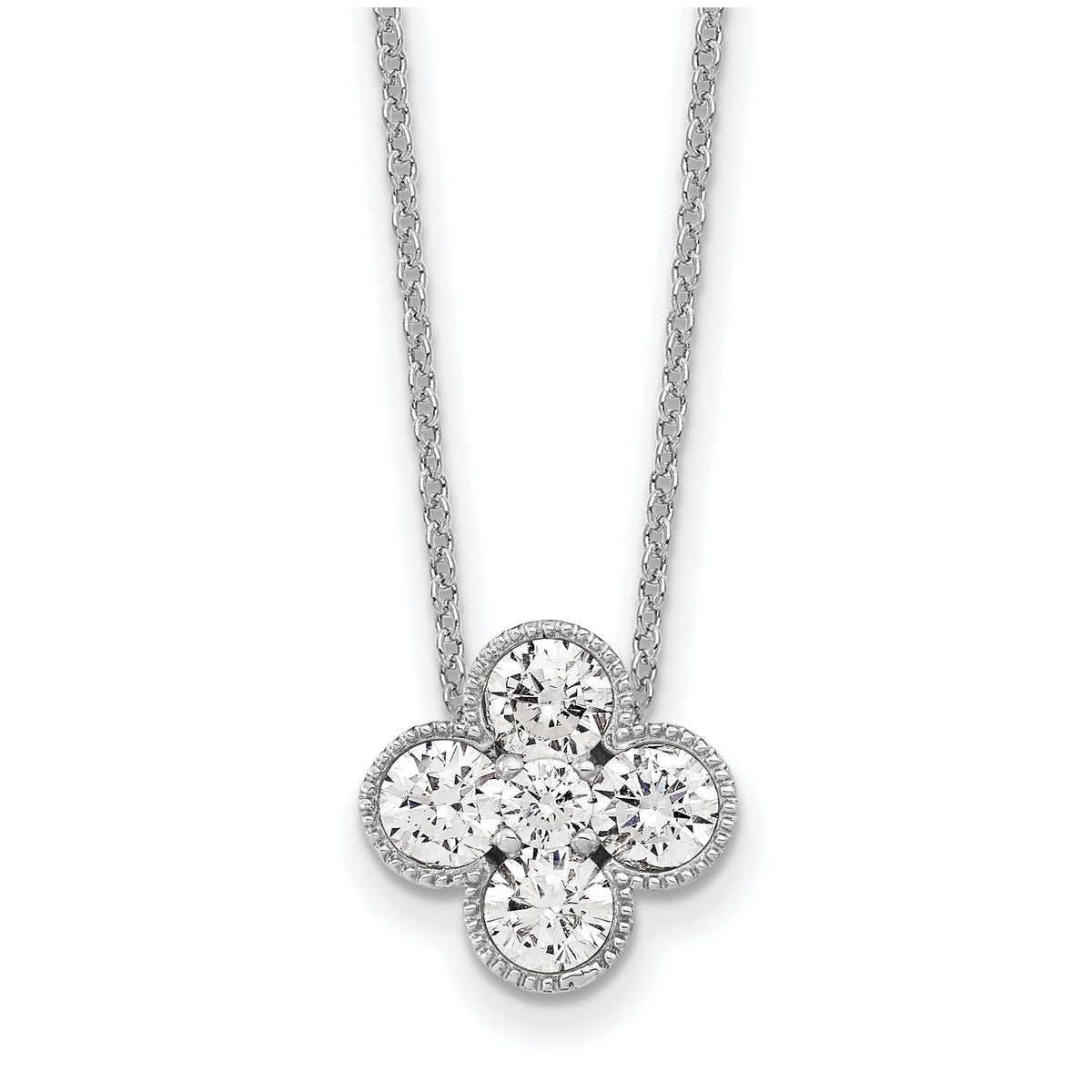 Lab-Grown Diamond Bloom Floral Necklace in 14K White Gold (1 ct. tw.), 18 Inch - Sophia Jewelers Main image