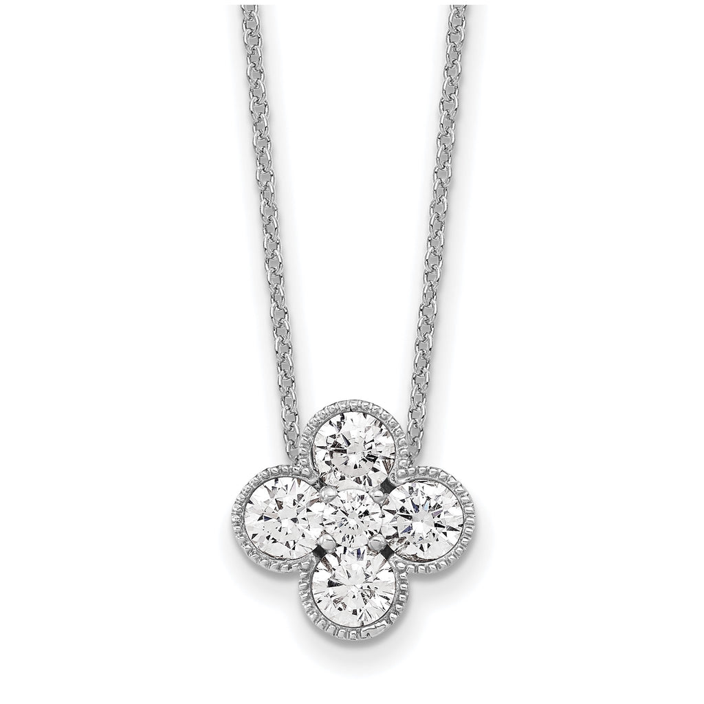 Lab-Grown Diamond Bloom Floral Necklace in 14K White Gold (1 ct. tw.), 18 Inch - Sophia Jewelers