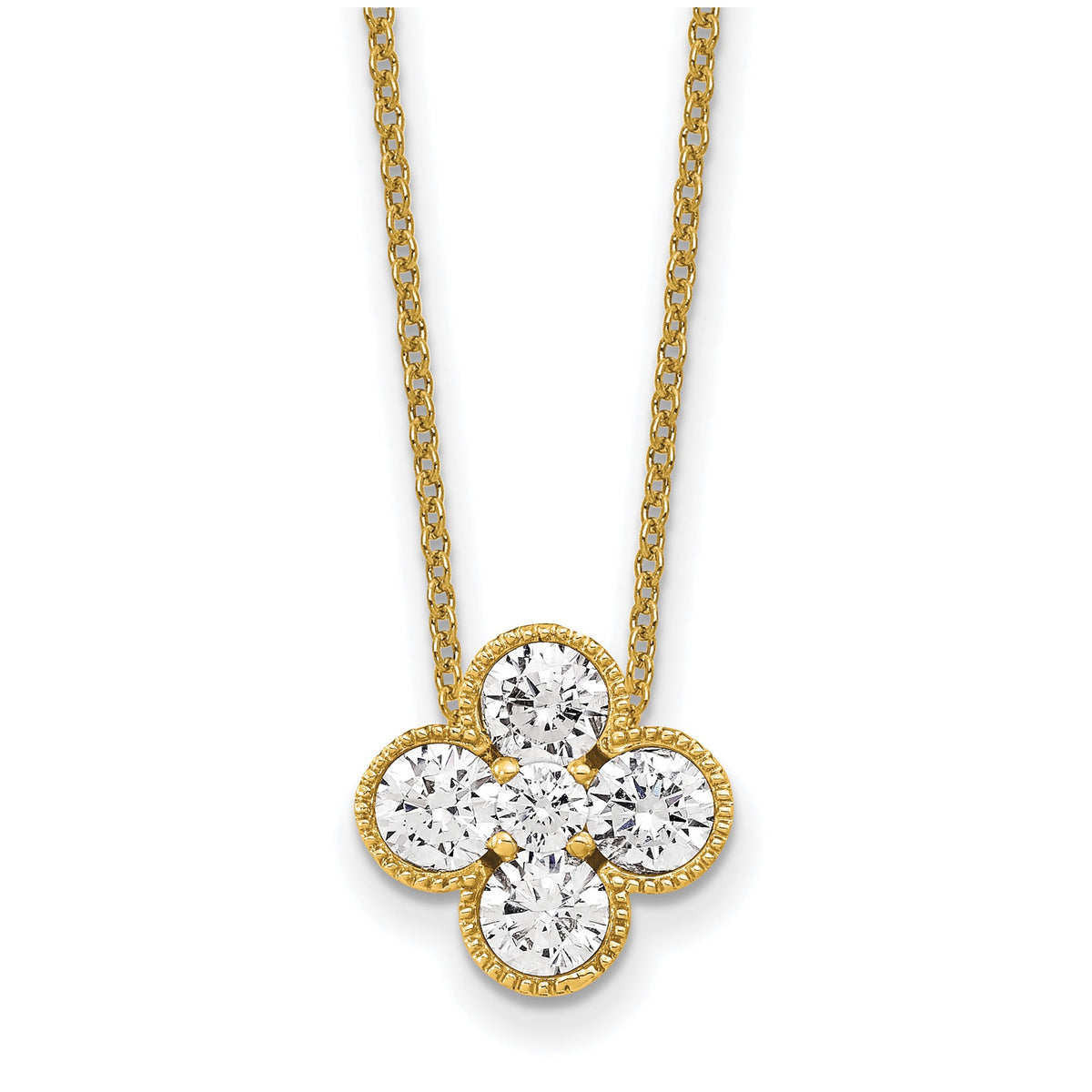 Lab-Grown Diamond Bloom Floral Necklace in 14K Yellow Gold (1 ct. tw.), 18 Inch - Sophia Jewelers Main image