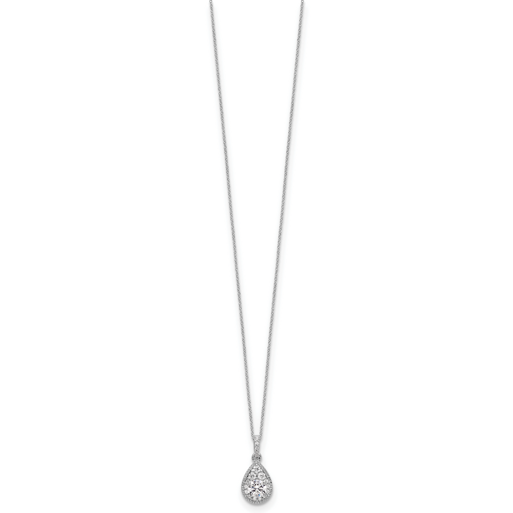 10k White Gold 1/2 carat Lab Grown Diamond VS/SI+ G+ Complete 18 inch Teardrop Pendant Necklace