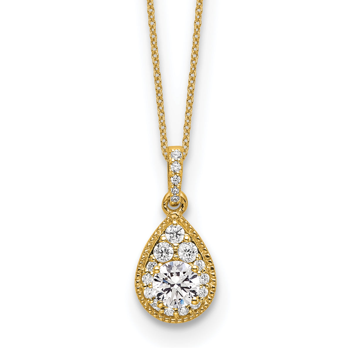 10k 1/2 carat Lab Grown Diamond VS/SI+ G+ Complete 18 inch Teardrop Pendant Necklace