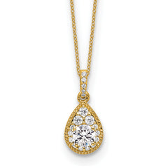 10k 1/2 carat Lab Grown Diamond VS/SI+ G+ Complete 18 inch Teardrop Pendant Necklace