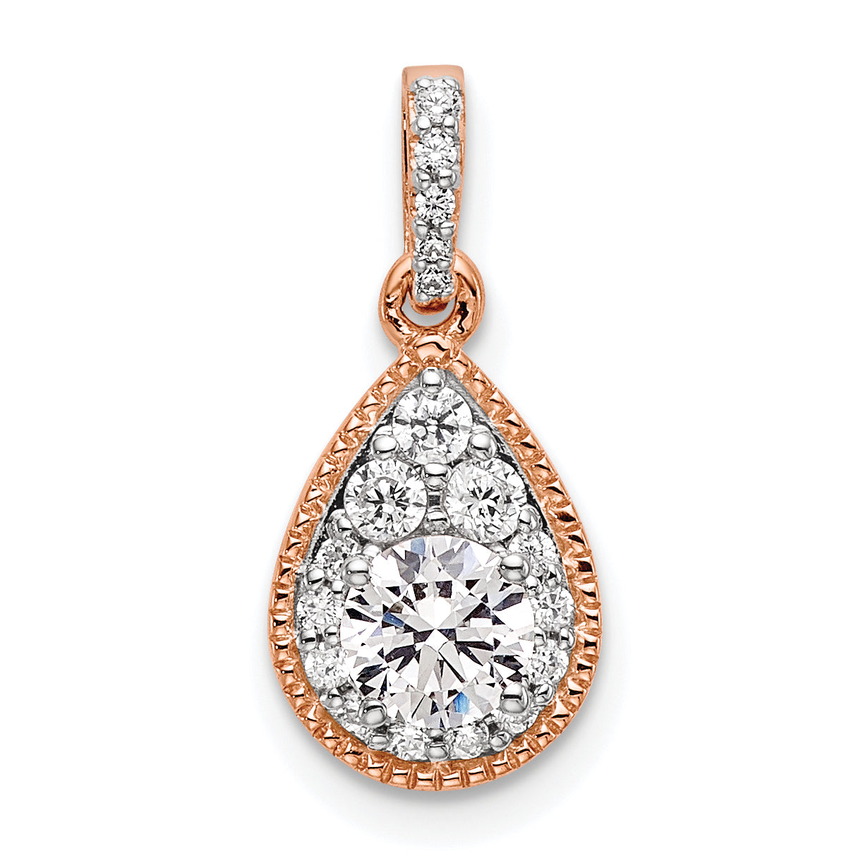 14k Rose Gold 1/2 carat Lab Grown Diamond VS/SI+ G+ Complete Teardrop Dangle Pendant