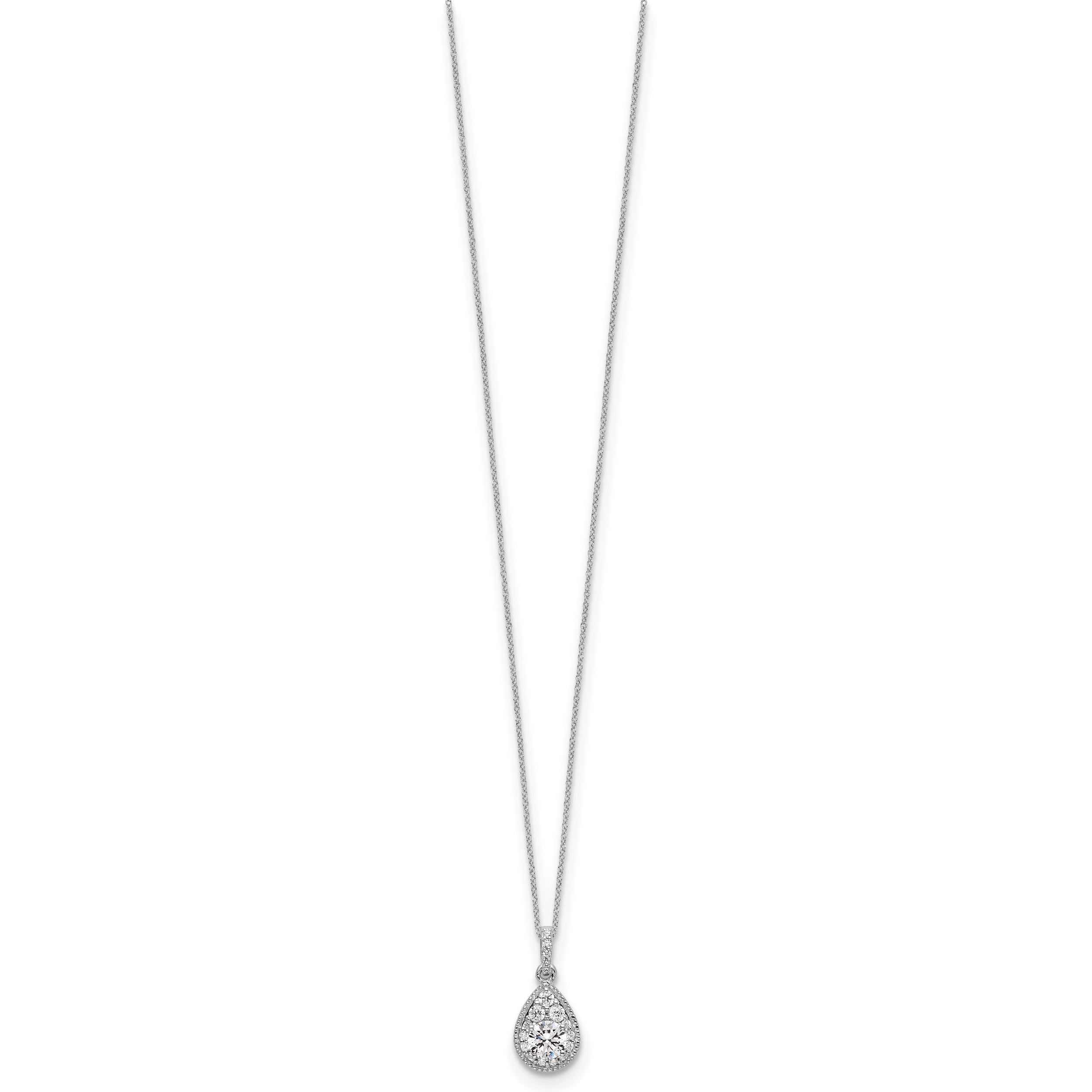 14k White Gold 1/2 carat Lab Grown Diamond VS/SI+ G+ Complete 18 inch Teardrop Pendant Necklace