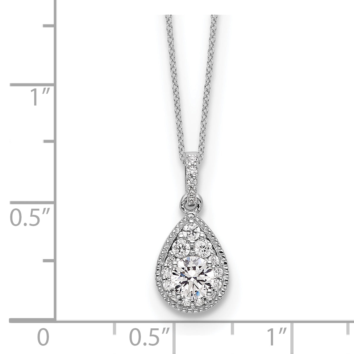 14k White Gold 1/2 carat Lab Grown Diamond VS/SI+ G+ Complete 18 inch Teardrop Pendant Necklace