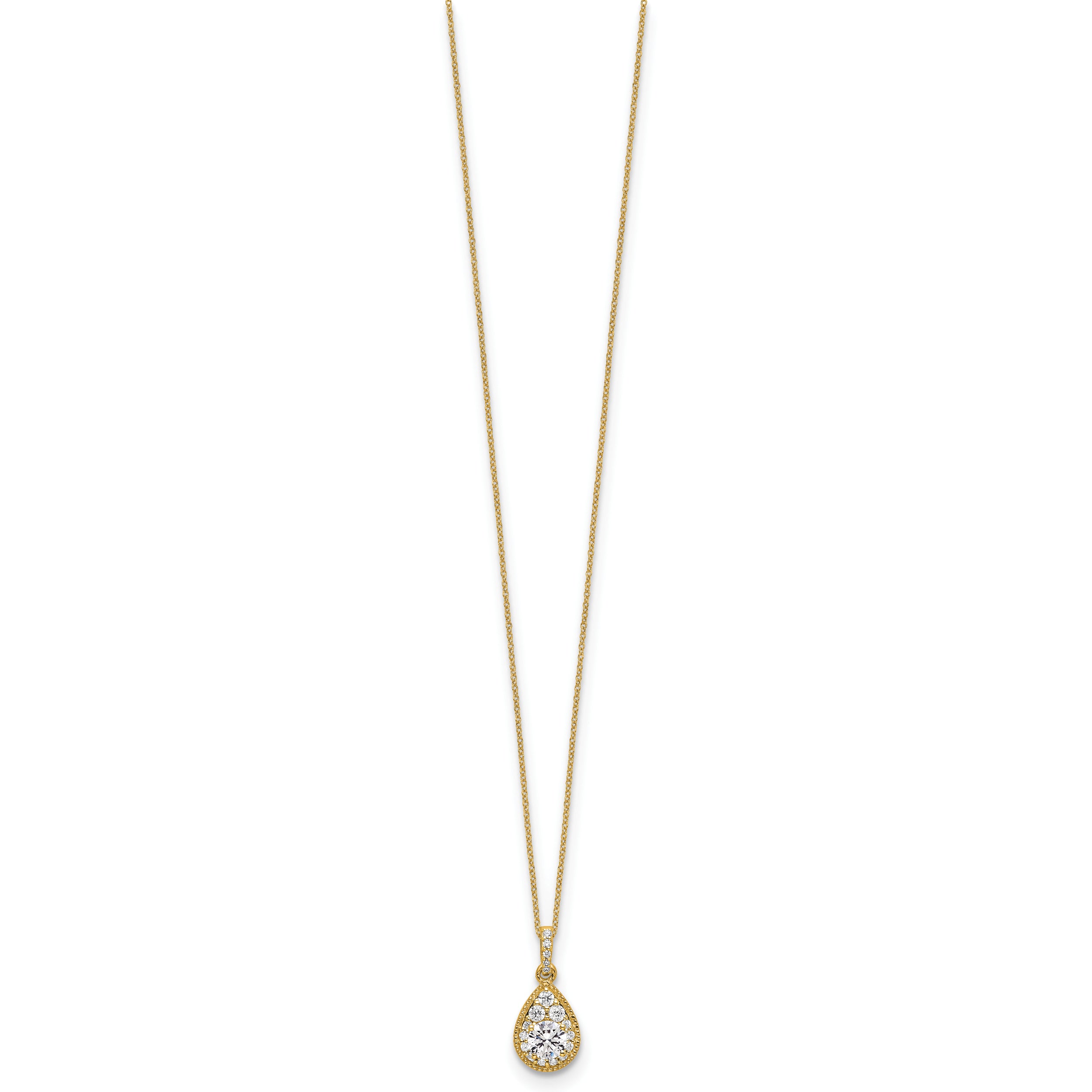 14k 1/2 carat Lab Grown Diamond VS/SI+ G+ Complete 18 inch Teardrop Pendant Necklace