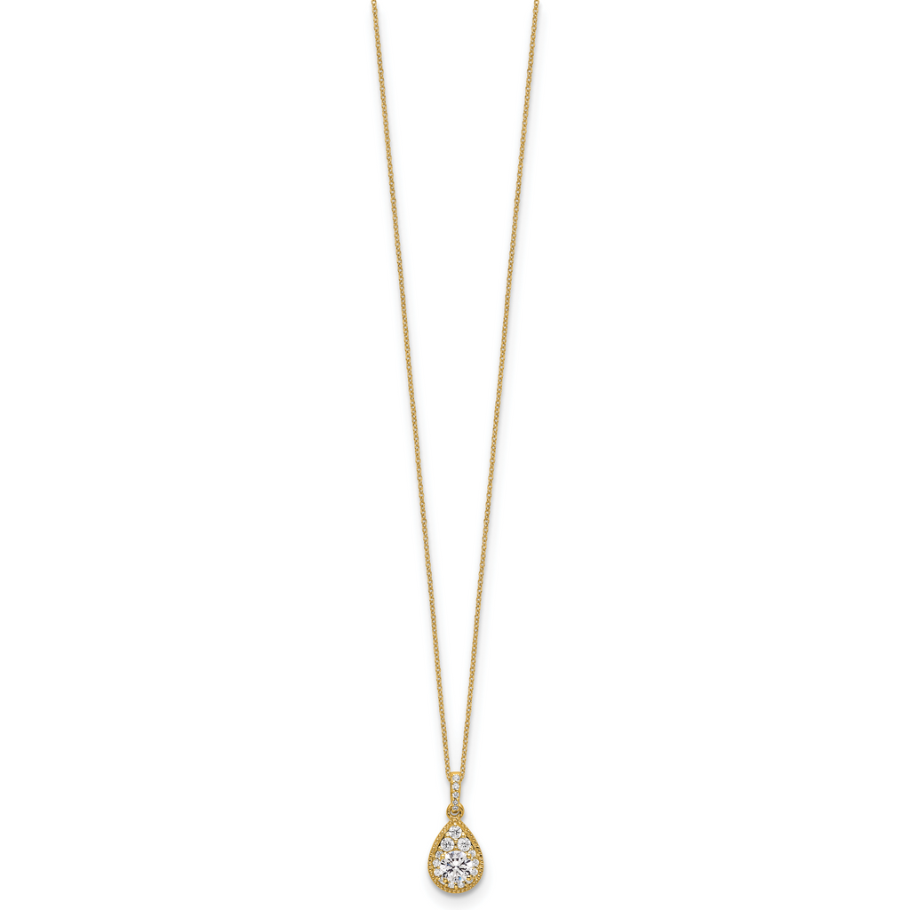 14k 1/2 carat Lab Grown Diamond VS/SI+ G+ Complete 18 inch Teardrop Pendant Necklace