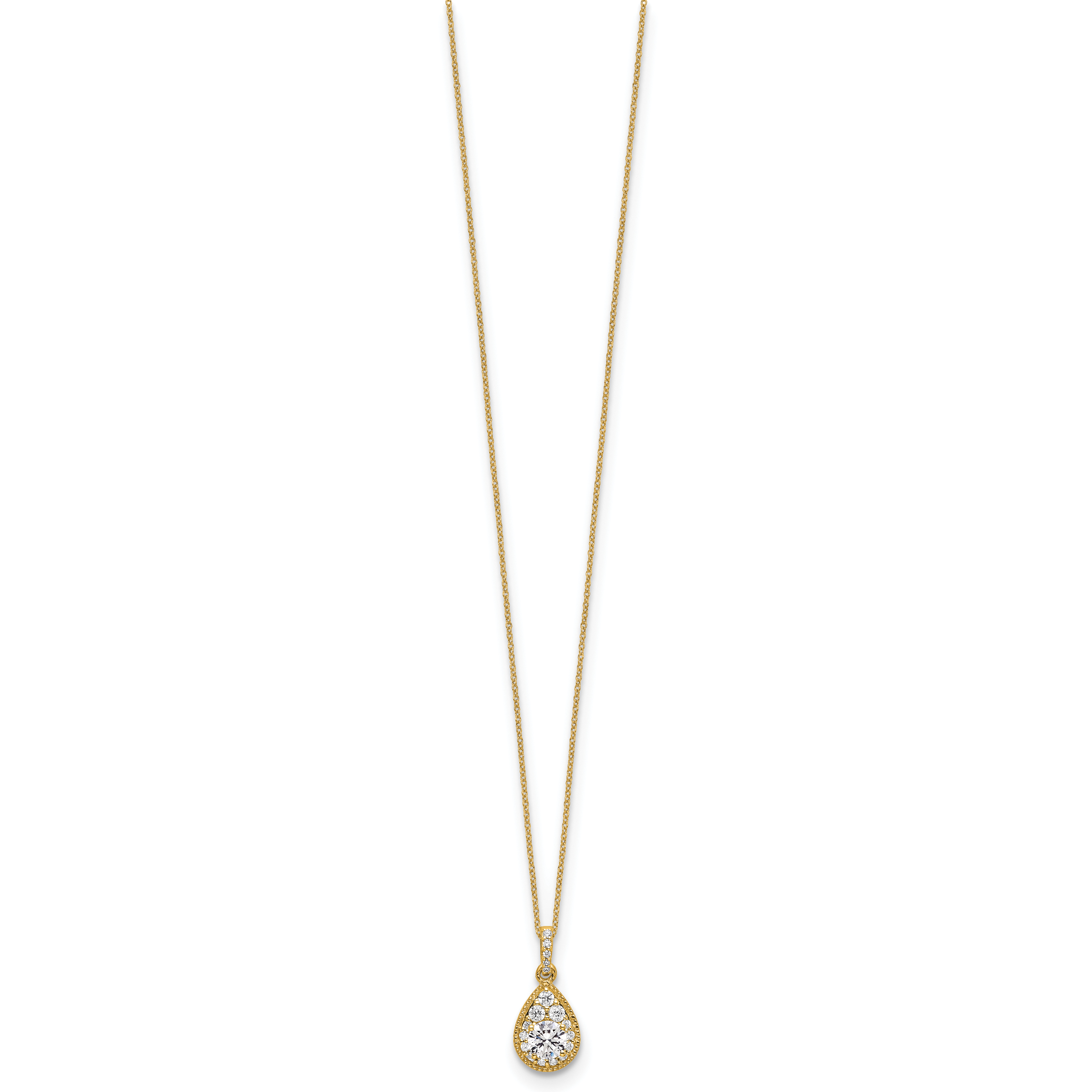 14k 1/2 carat Lab Grown Diamond VS/SI+ G+ Complete 18 inch Teardrop Pendant Necklace
