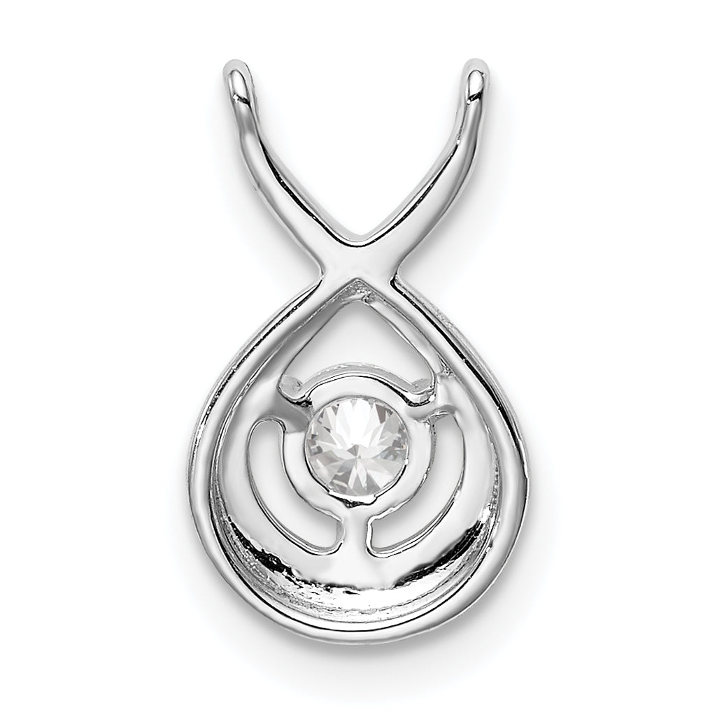 14k White Gold 1/5 carat Lab Grown Diamond VS/SI+ G+ Complete Teardrop Chain Slide Pendant