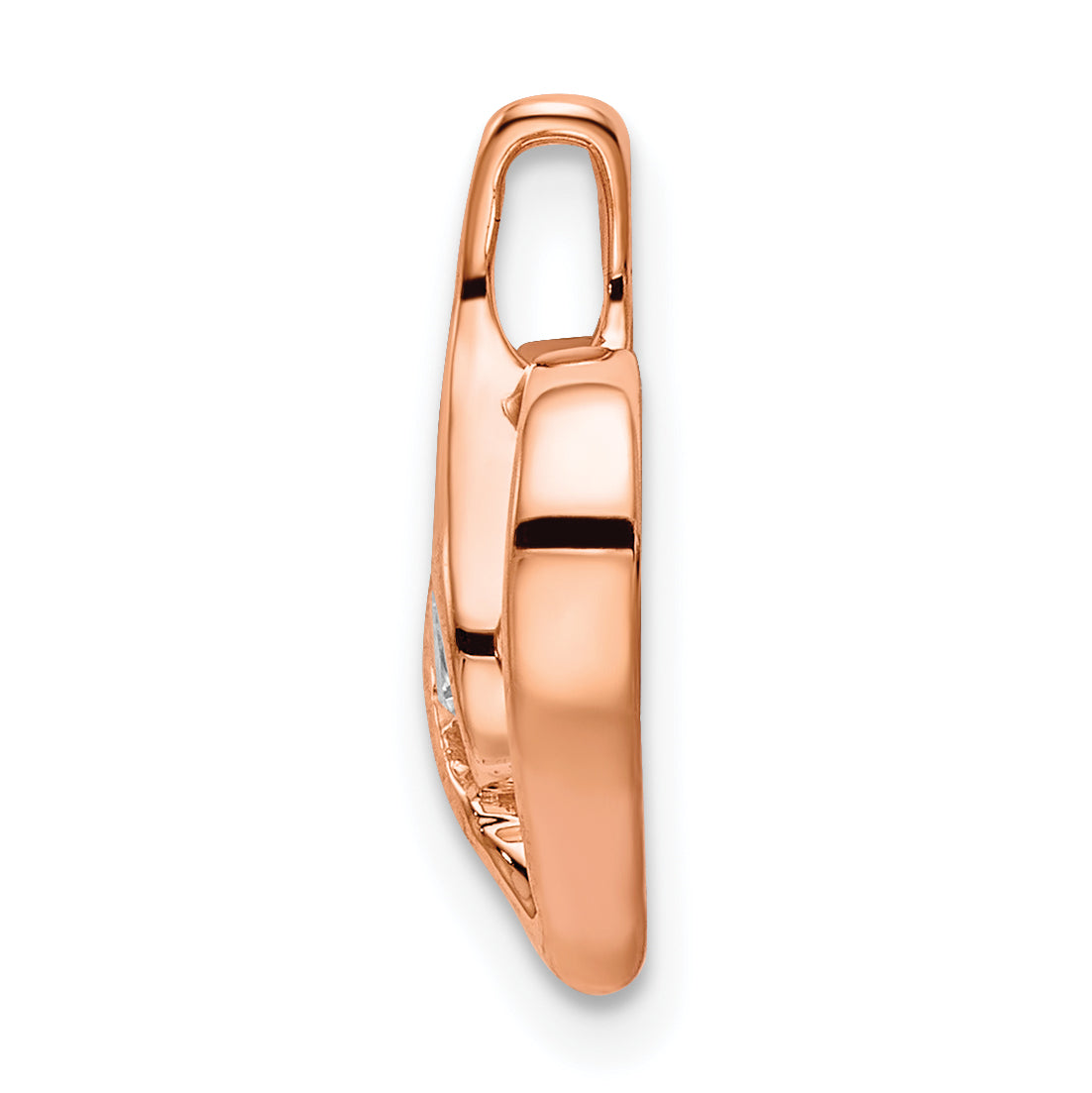 14k Rose Gold 1/10 carat Lab Grown Diamond VS/SI+ G+ Complete Bezel Open Heart Pendant