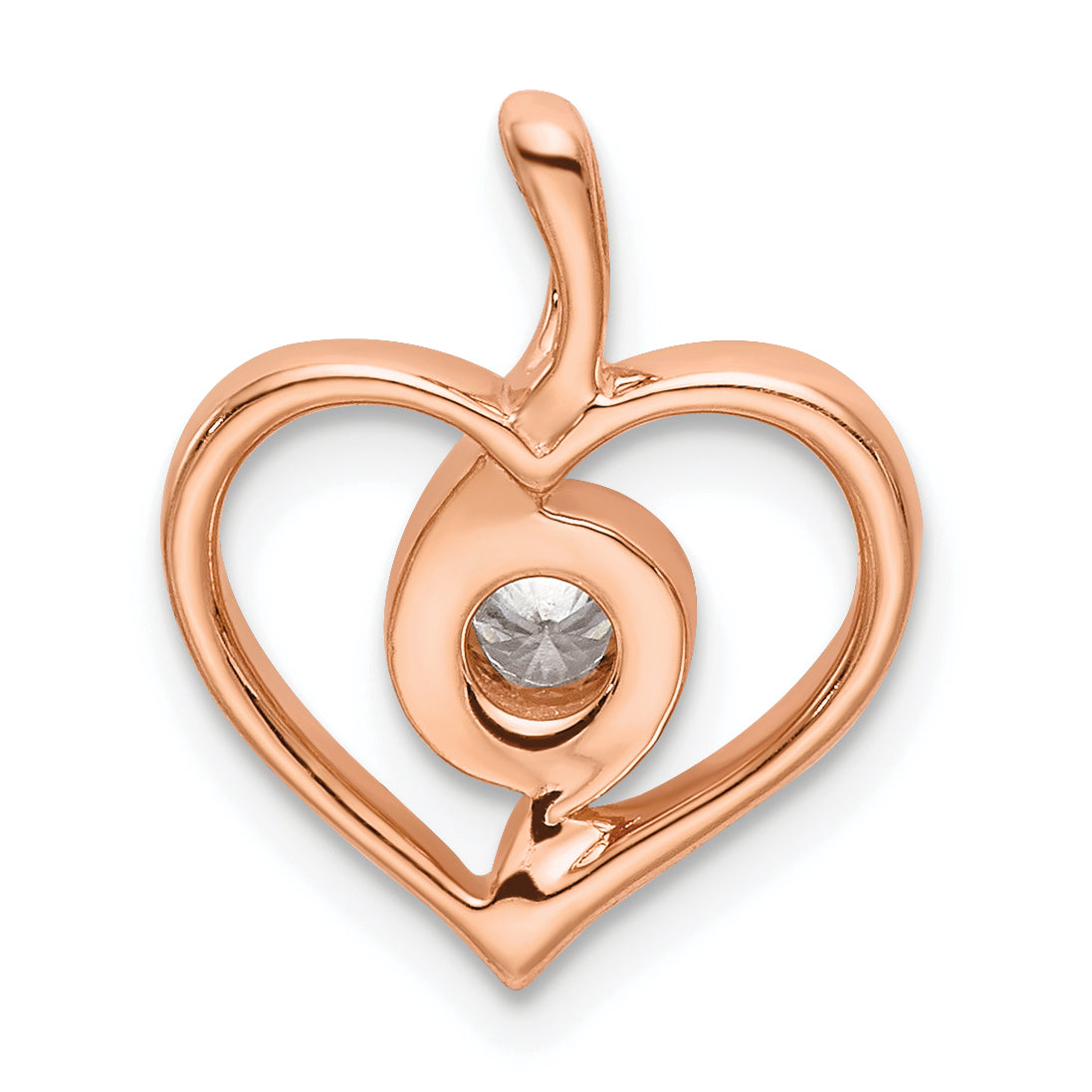 14k Rose Gold 1/10 carat Lab Grown Diamond VS/SI+ G+ Complete Bezel Open Heart Pendant