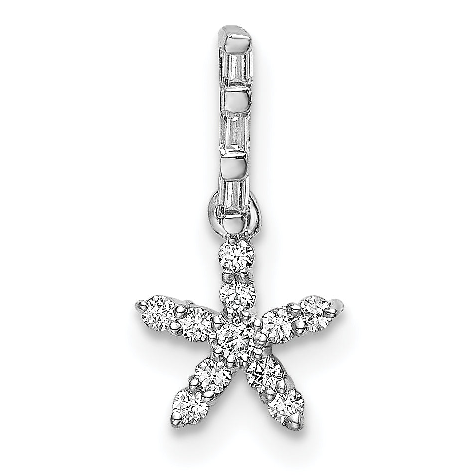 14k White Gold Diamond Star Pendant