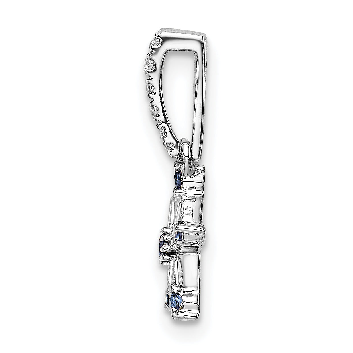 14k White Gold Blue Sapphire and Diamond Star Pendant Secondary image