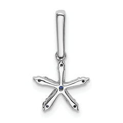 14k White Gold Blue Sapphire and Diamond Star Pendant