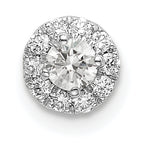 14k White Gold 1/4 carat Lab Grown Diamond VS/SI+ G+ Round Halo Chain Slide Pendant