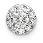 14k White Gold 1/3 carat Lab Grown Diamond VS/SI+ G+ Round Halo Chain Slide Pendant