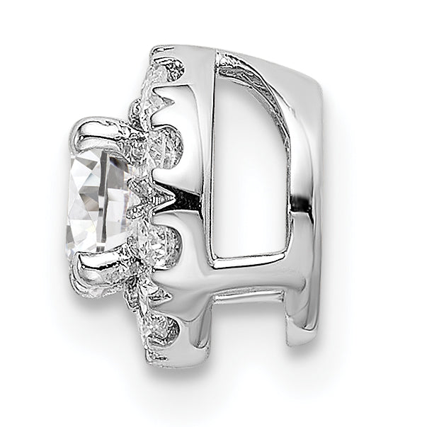 14k White Gold 1/2 carat Lab Grown Diamond VS/SI+ G+ Round Halo Chain Slide Pendant