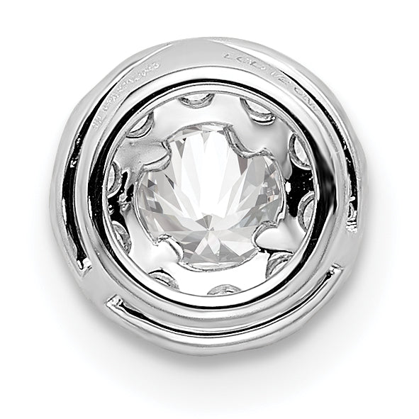 14k White Gold 1/2 carat Lab Grown Diamond VS/SI+ G+ Round Halo Chain Slide Pendant