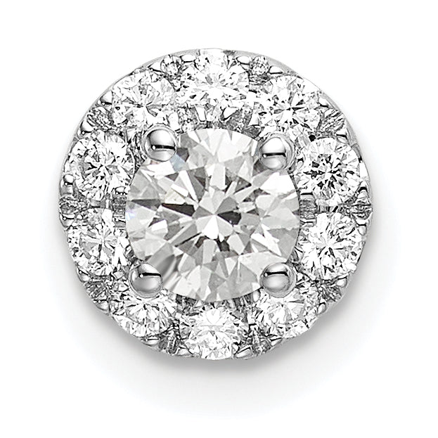 14k White Gold 1/2 carat Lab Grown Diamond VS/SI+ G+ Round Halo Chain Slide Pendant