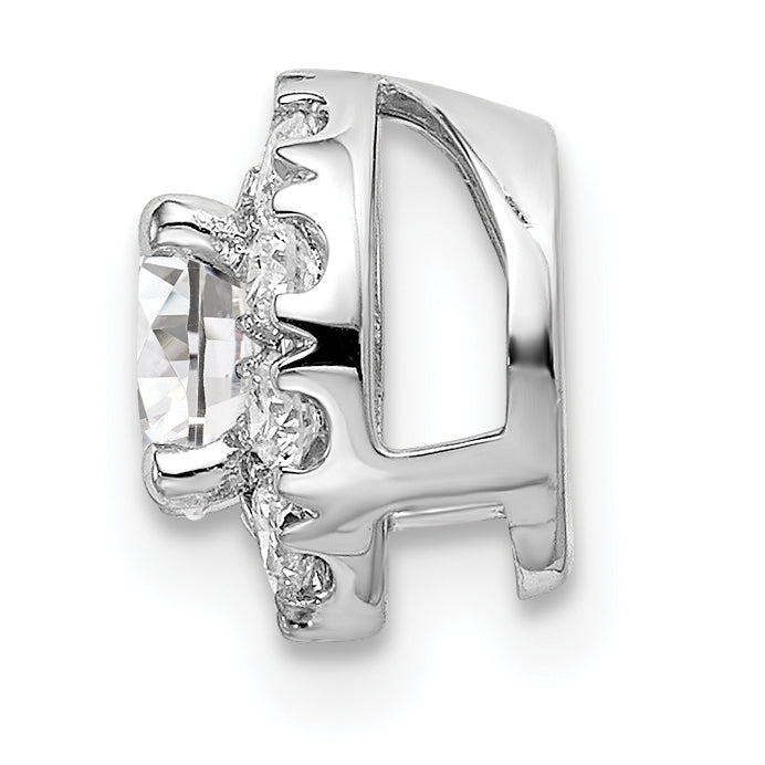 14k White Gold 3/4 carat Lab Grown Diamond VS/SI+ G+ Round Halo Chain Slide Pendant Secondary image