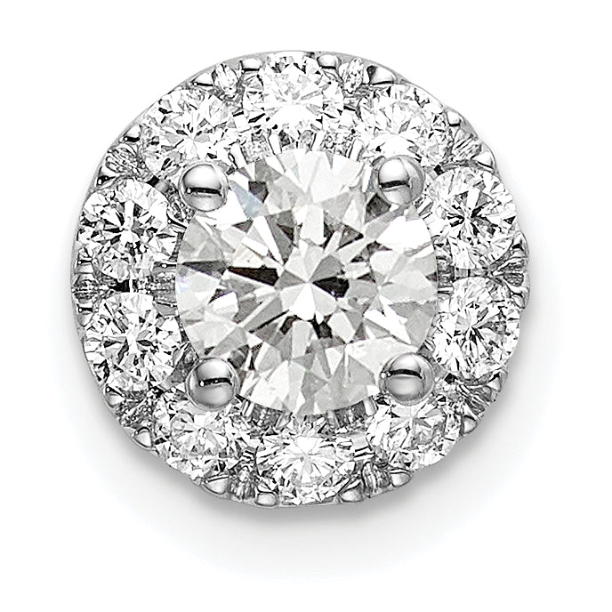 14k White Gold 3/4 carat Lab Grown Diamond VS/SI+ G+ Round Halo Chain Slide Pendant Main image