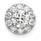 14k White Gold 3/4 carat Lab Grown Diamond VS/SI+ G+ Round Halo Chain Slide Pendant